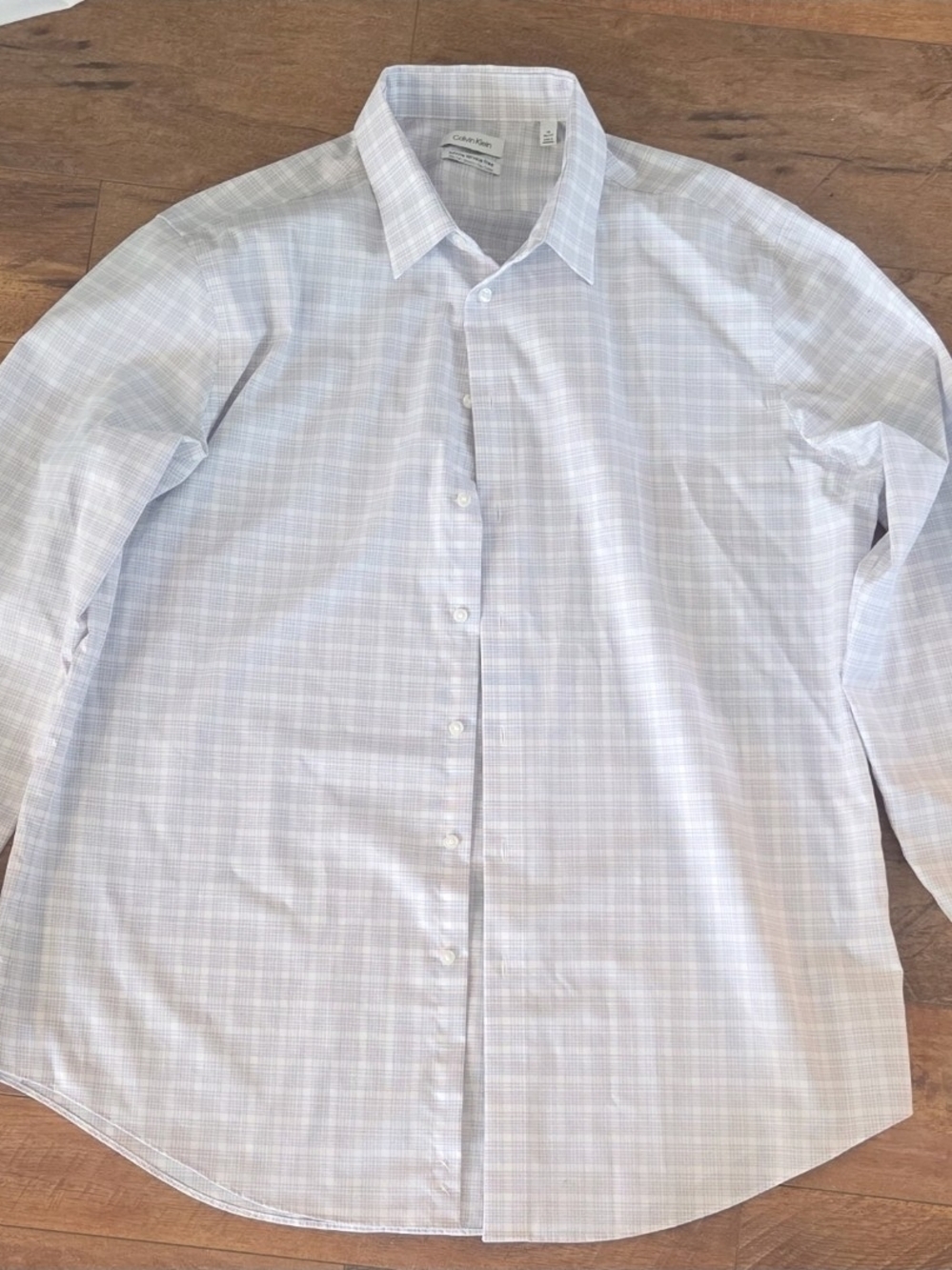 Calvin Klein Light Blue & White Plaid Men's Dress Shirt